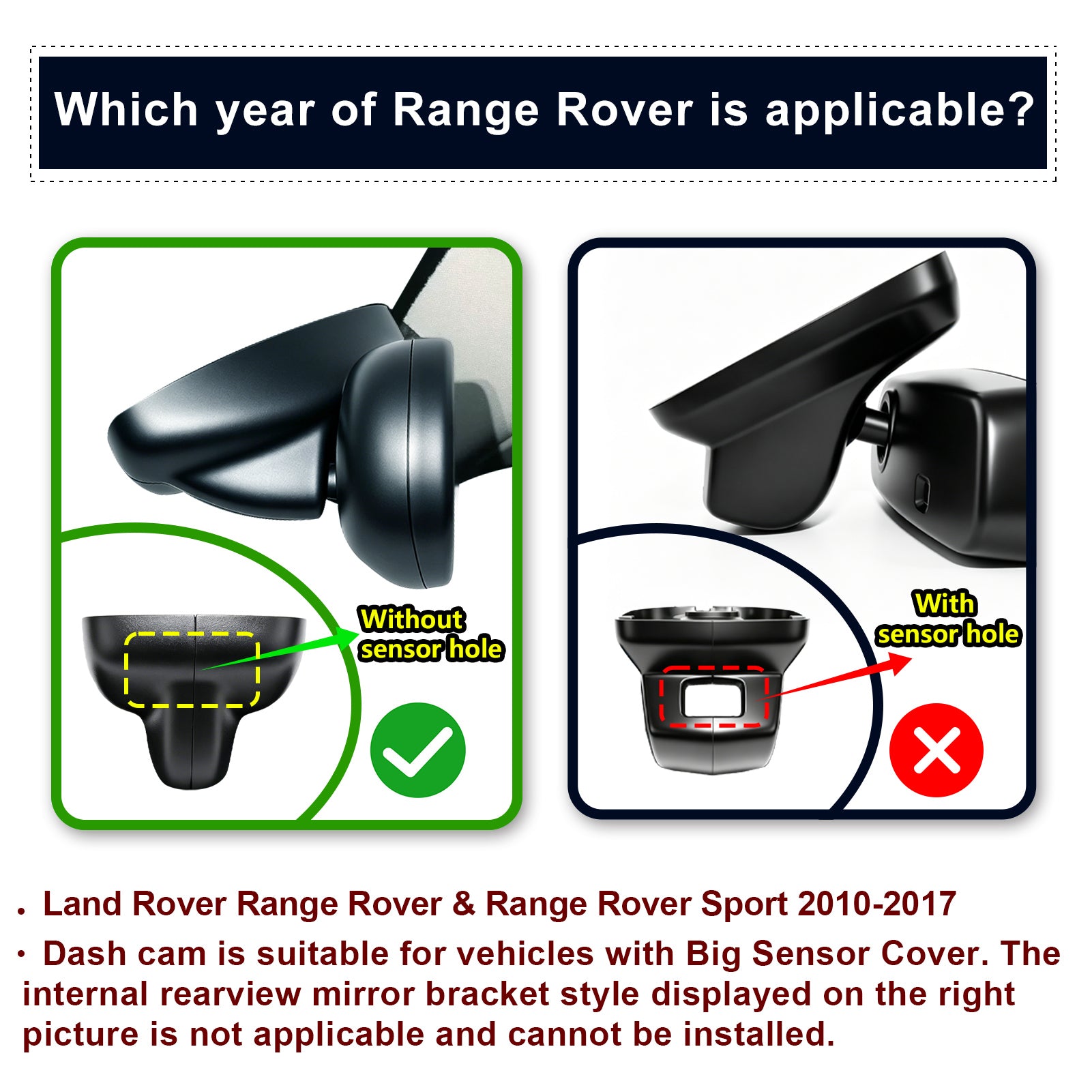 Mangoal Front 4K HDR Dash Cam STARVIS 2 for Land Rover Range Rover Evoque L538 (Model A)