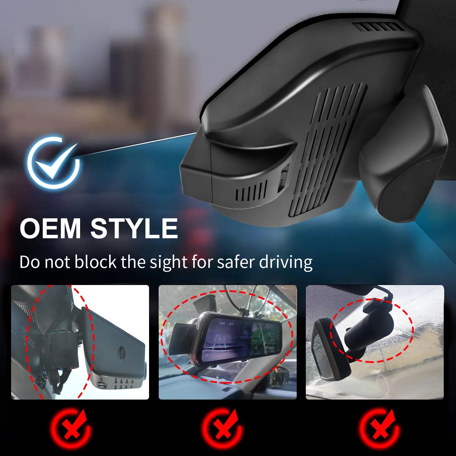 Mangoal Front 4K HDR Dash Cam STARVIS 2 for Mercedes-Benz GLC Gen1 X253/C253 2016-2020(Model E Black)