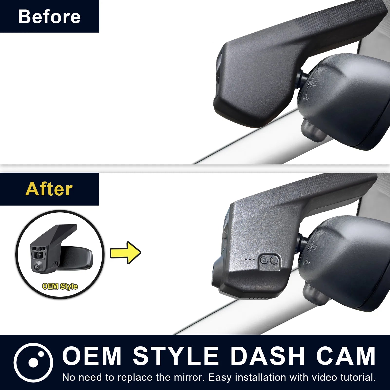 BMW X3 Gen 2 dash camera before and after installation view
