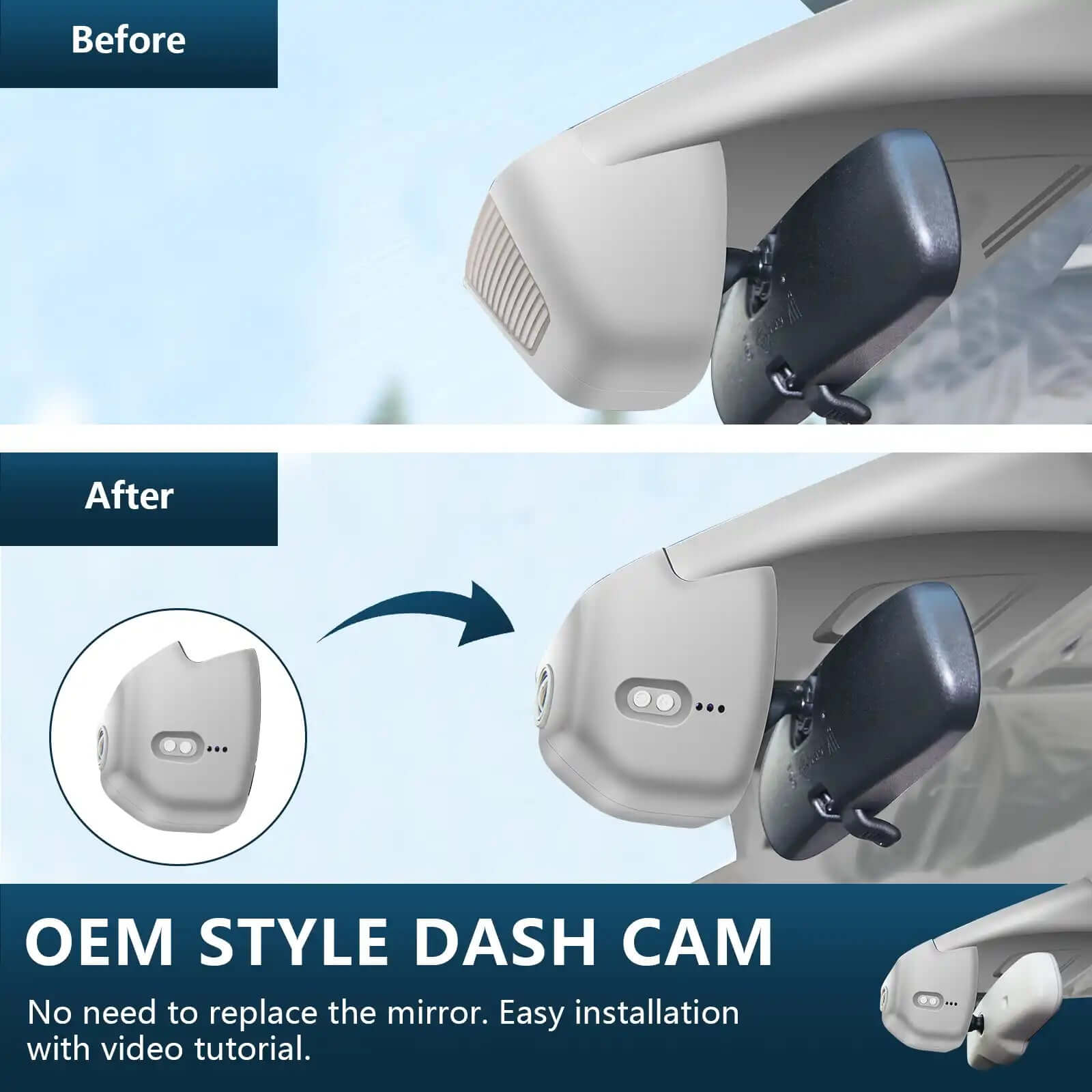 Honda Civic dash cam before and after installation view