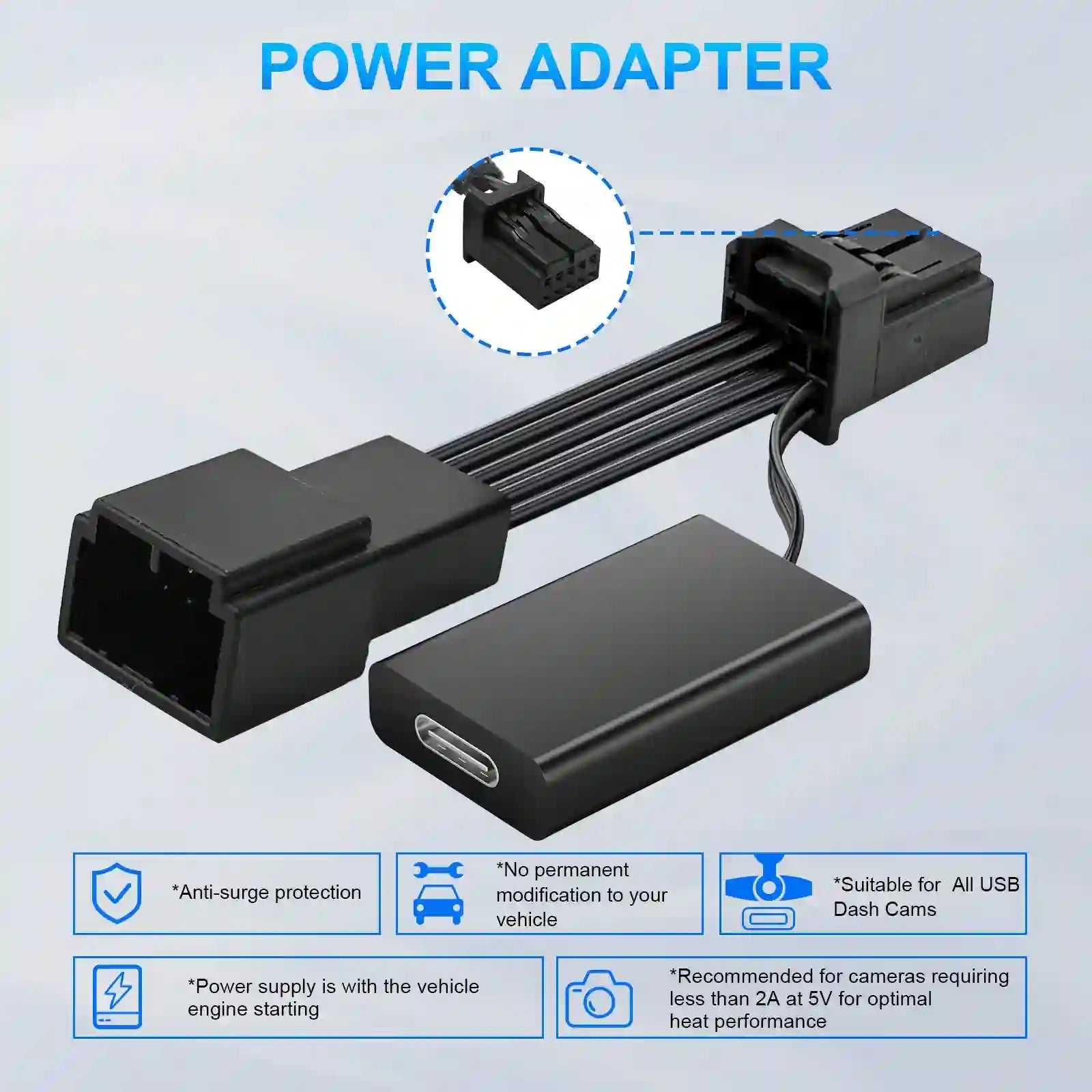 titan alitima Power adapter Fitcamx Dash camera 