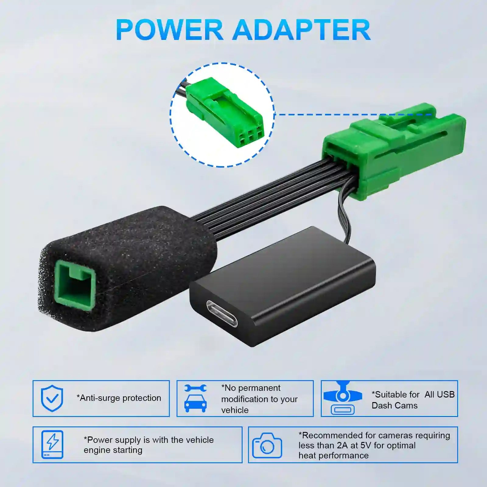 dashcamera power adapter suitable for all USBs 
