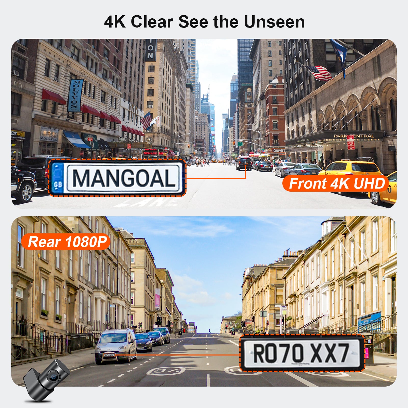 Mangoal 4K Front & 2K Rear 2 Channel HDR Dash Cam, Dual STARVIS 2 for Toyota C-HR 2026 (Model C)