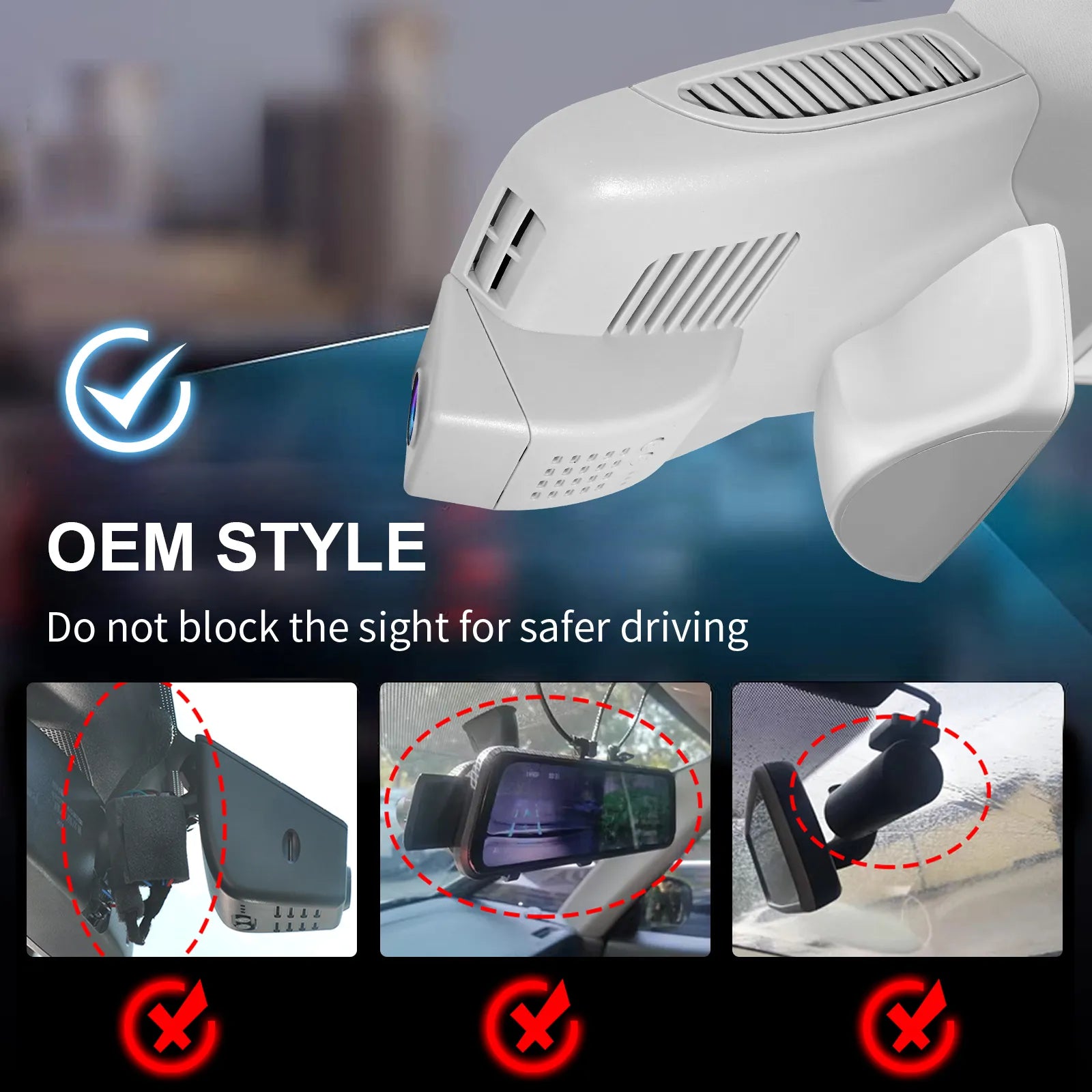 Mangoal Front 4K HDR Dash Cam STARVIS 2 for Mercedes-Benz W213 Gen5 E-Class 2017-2023 & E53 E63 AMG 2018-2024(Model B Gray)