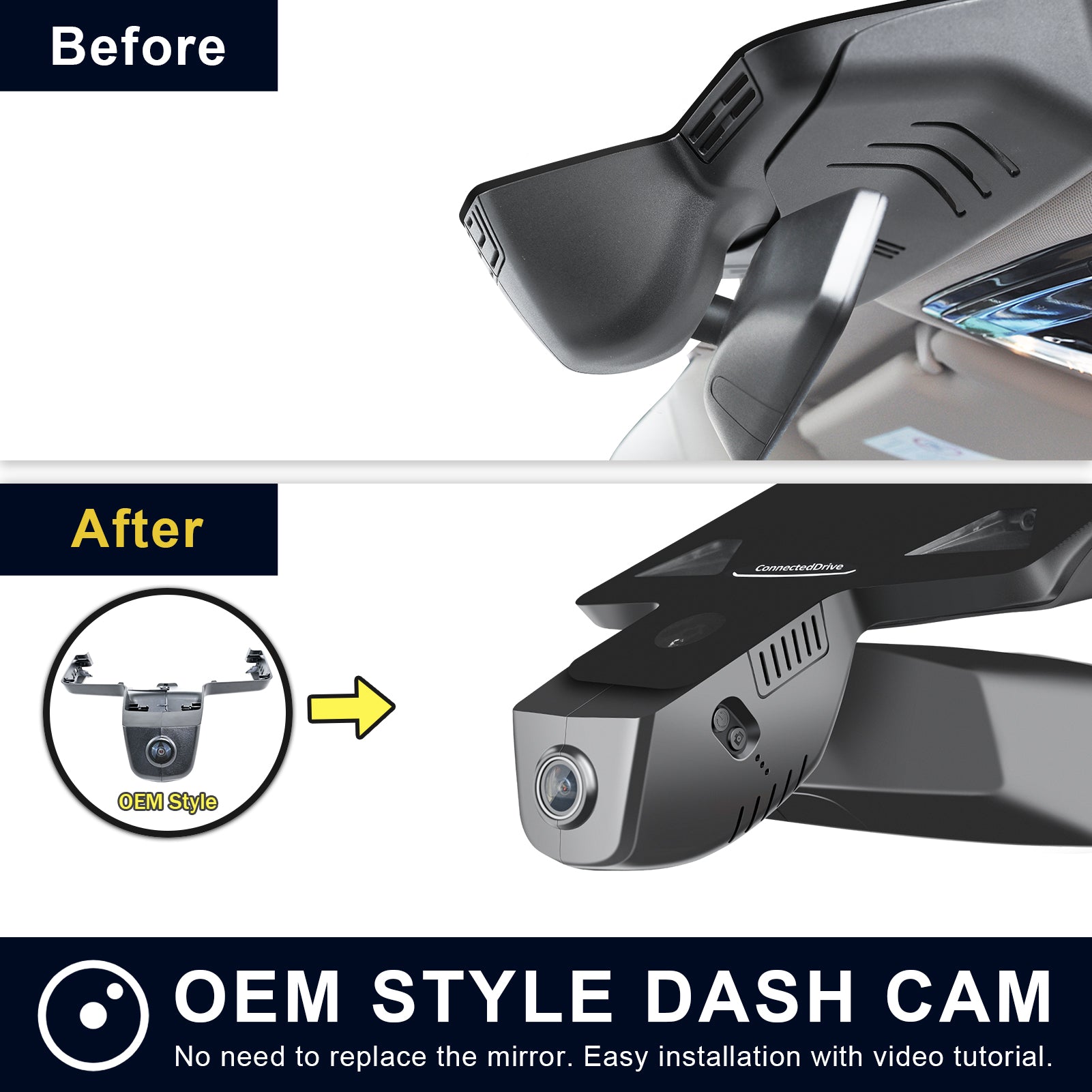 Front 4K & Rear 1080p Dash Cam for BMW 8 Series