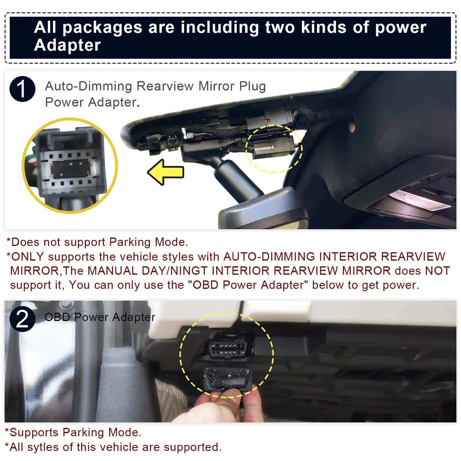 XT6-XT5 dash cam OBD power adapter