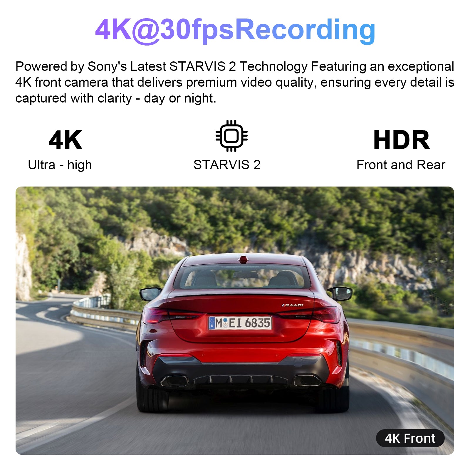 Mangoal Front 4K HDR Dash Cam STARVIS 2 for Audi Series (Model A Gray)