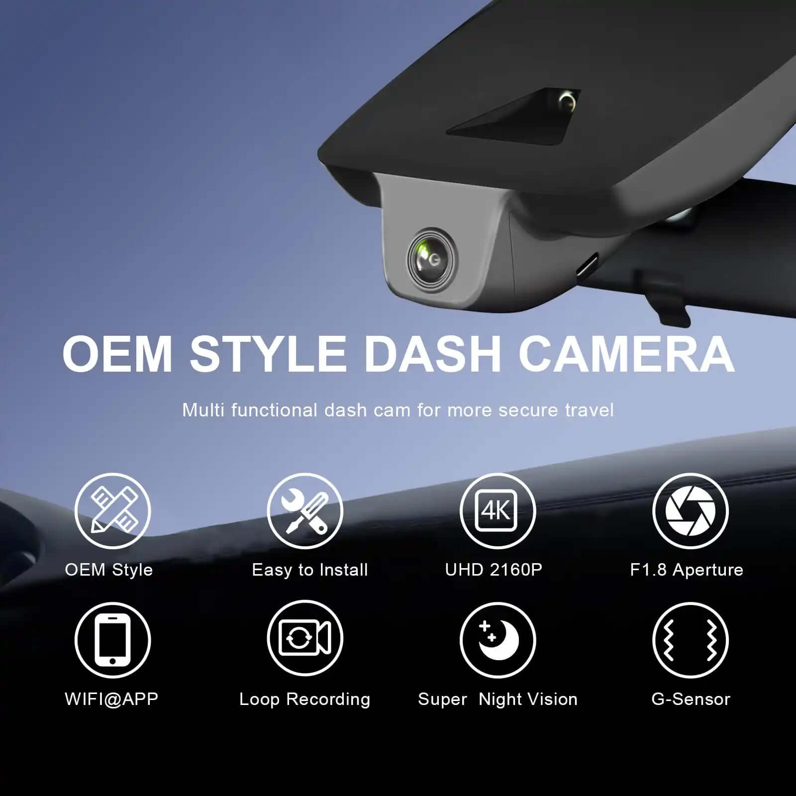Toyota Camry OEM style  dash camera appearance 