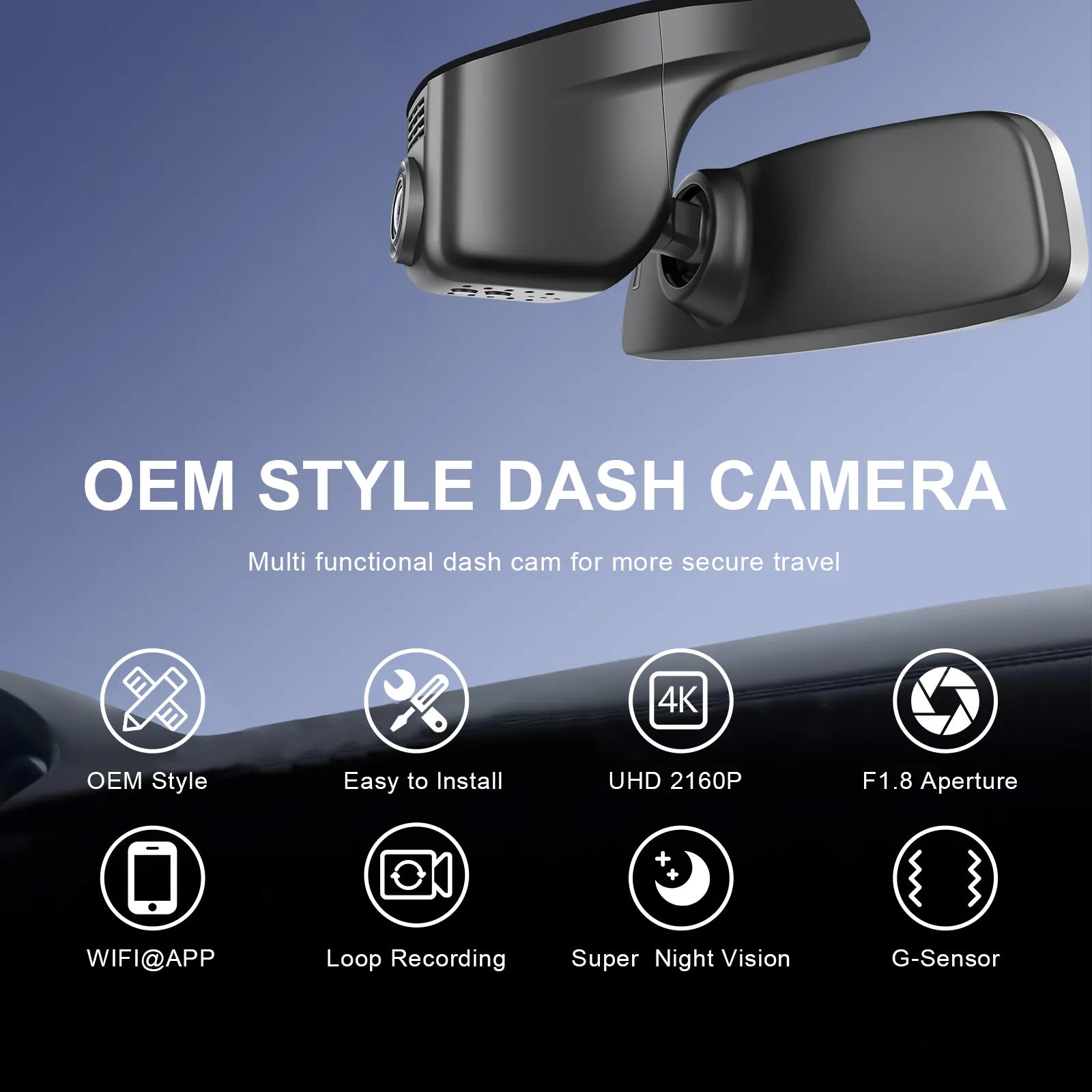 Mangoal Front 4K HDR Dash Cam STARVIS 2 for Volkswagen Polo 2018-2024 (Model A Black)