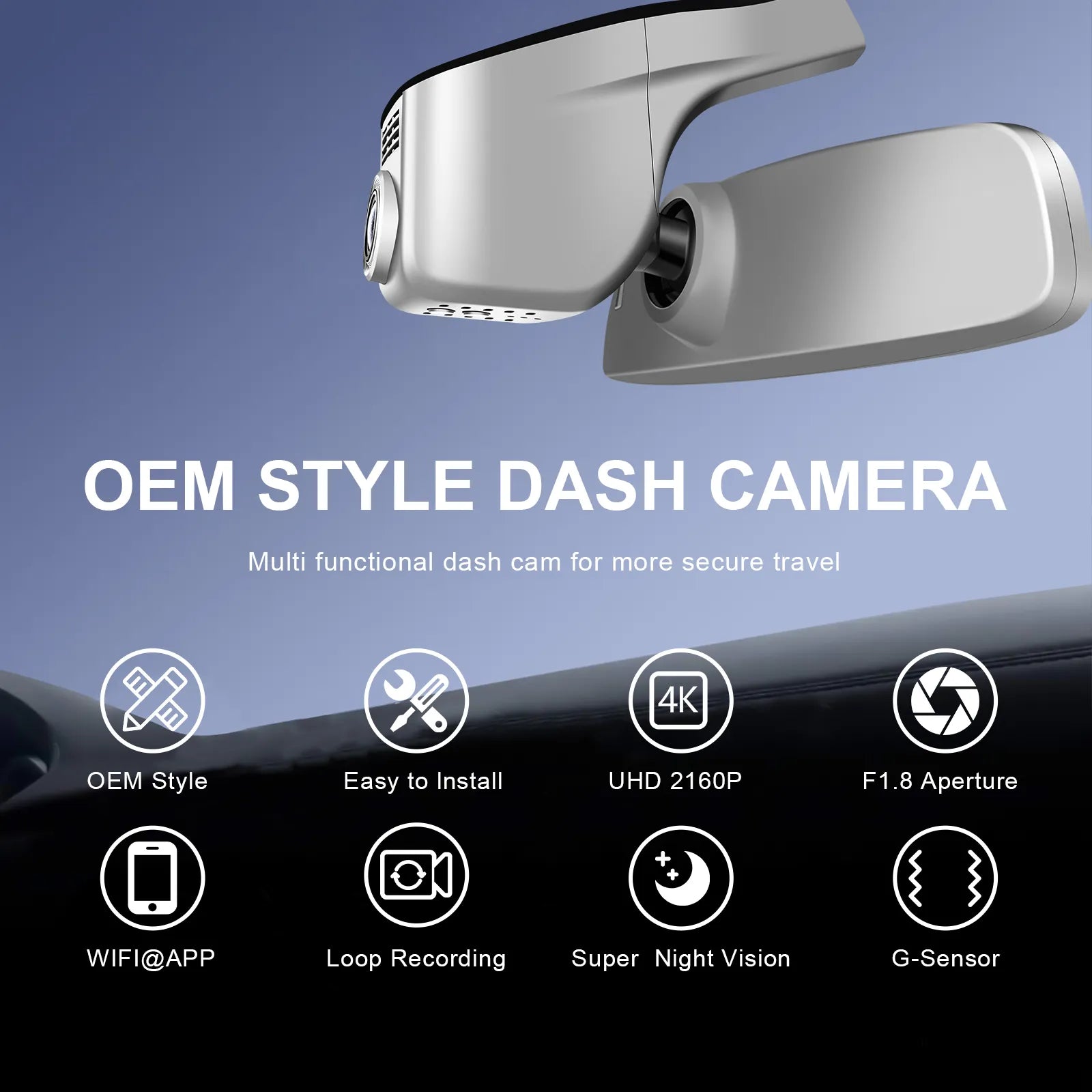 Mangoal Front 4K & Rear 2K HDR Dash Cam, Dual STARVIS 2, for Volkswagen T-Cross 2020-2024 (Model A Gray)
