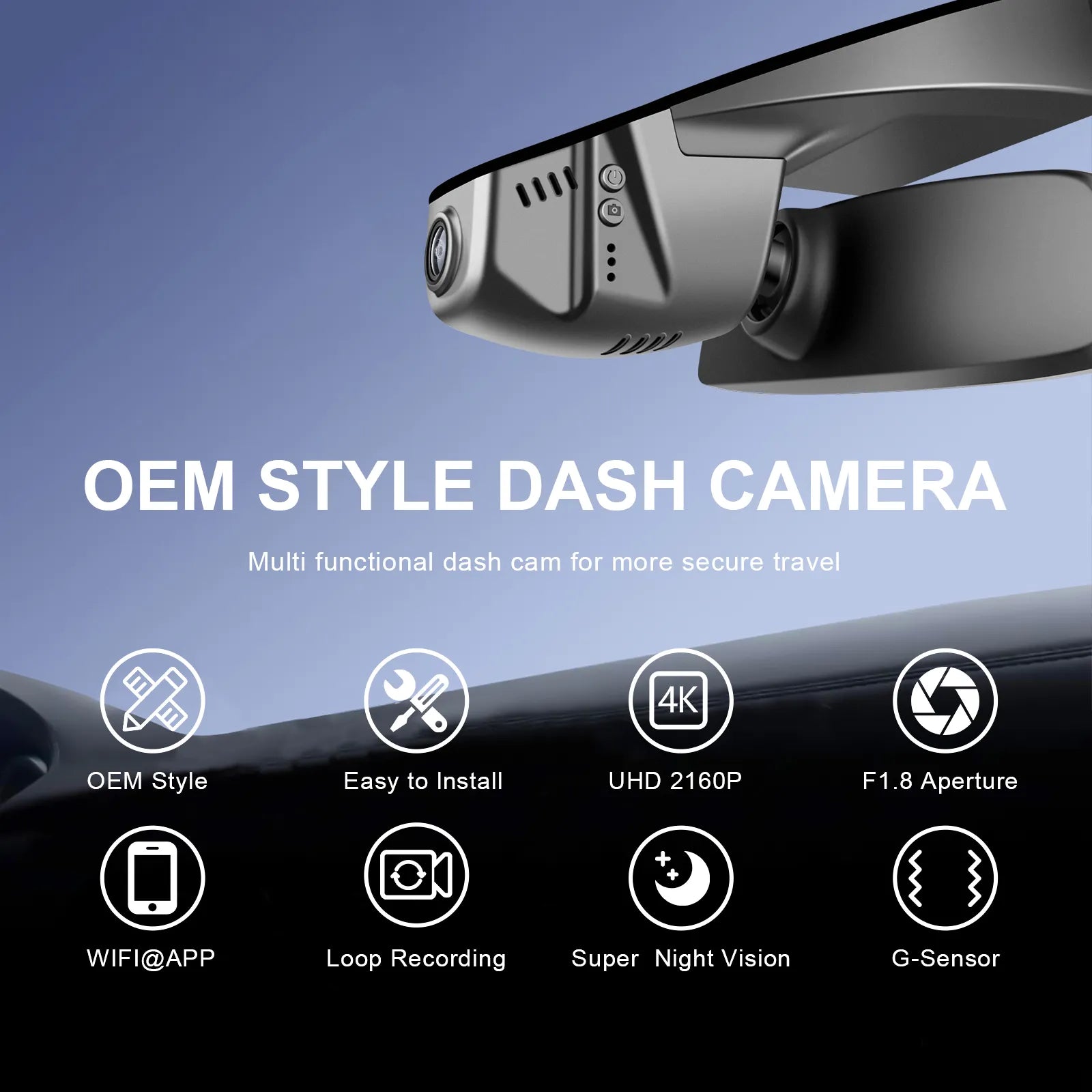 Mangoal Front 4K HDR Dash Cam STARVIS 2 for Volkswagen Transporter Multivan California Caravelle T6 T6.1 2016-2025 (Model B Black)