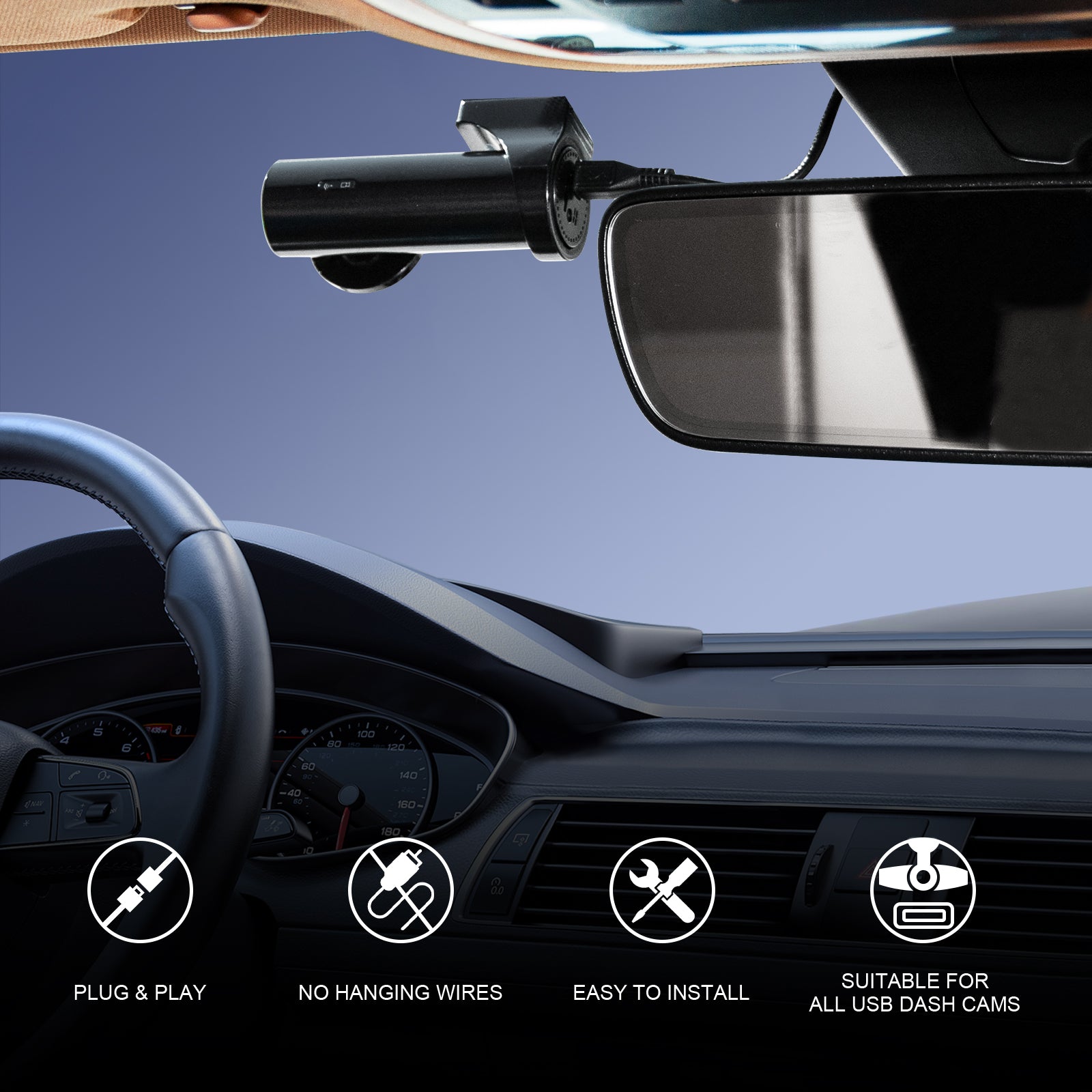 DashCam Power Adapter for Hyundai, Kia & Genesis with 12-Pin Lane Keeping Assist Port (Model C)– Hidden Cable Kit for GPS Radar Mirror Camera, Plug & Play,Connector Located on the Side of the Module