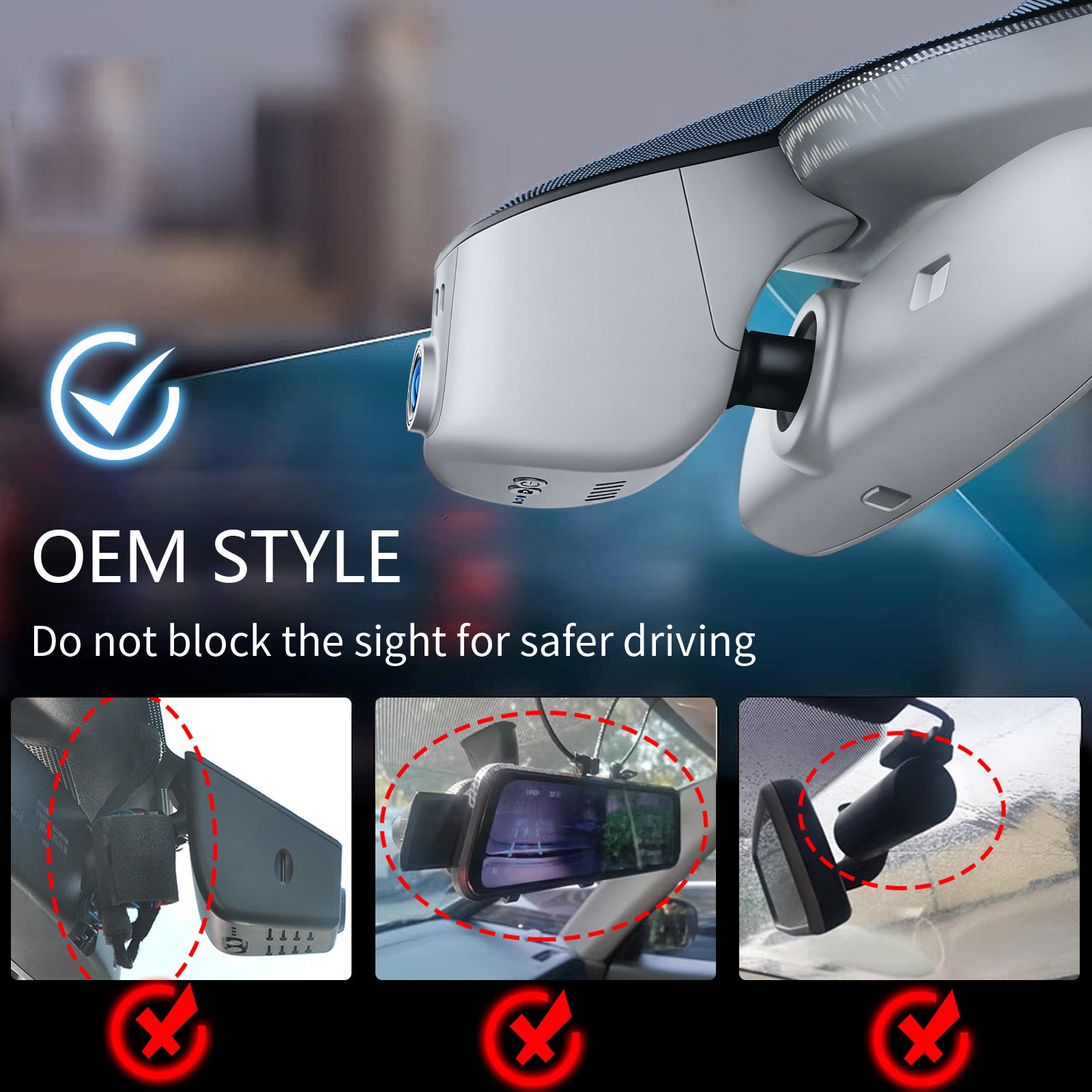 Mangoal Front 4K & Rear 2K HDR Dash Cam, Dual STARVIS 2 for Audi (Model A Gray)