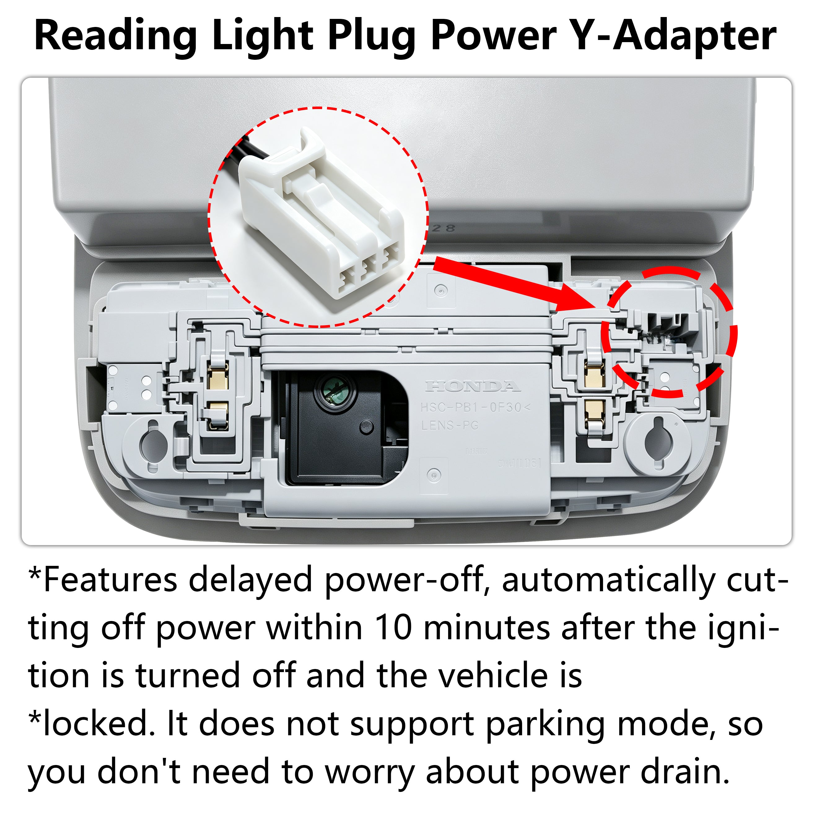 Mangoal Dashcam Power Adapter Custom for Honda, Compatible with Select Overhead Console (Dome Light) Styles, Hide Wires GPS Radar Dash Cam Adapter Cable, Connects to Factory Dome Light Connector