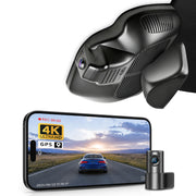 2 channel dash cam with dual STARVIS 2, features smartphone app control, 4K Ultra HD recording, GPS tracking, and Mercedes-Benz GLC Gen2  models in the background.