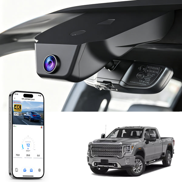 MANGOAL Dash Cam (GPS Included) for GMC Sierra 1500 2022–2026, 2500 HD/3500 HD 2024–2026 (Model C)