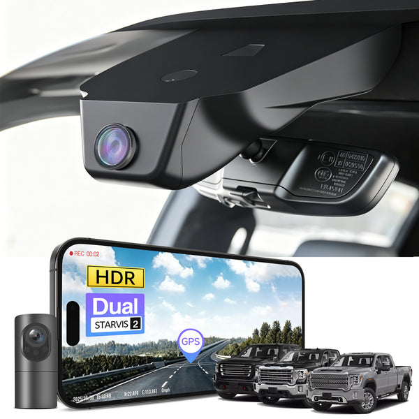 MANGOAL 4K STARVIS 2 Dash Cam (GPS Included) for GMC Sierra 1500, 2500 HD/3500 HD (Model C)