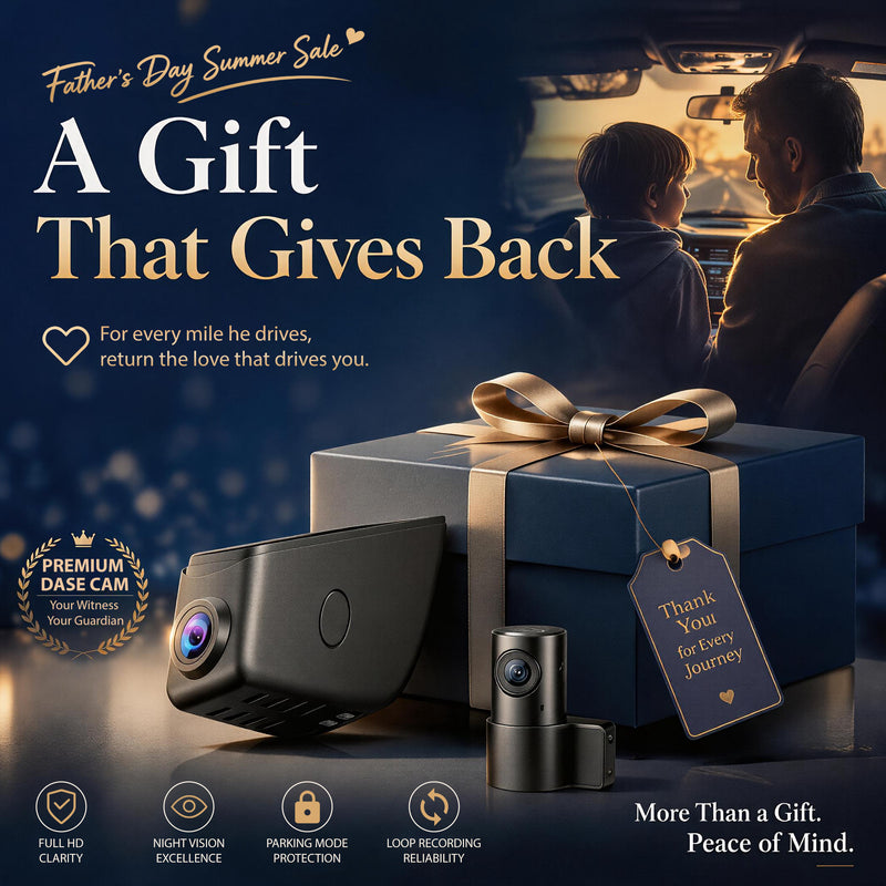 Thoughtful Father's Day gift dash cam offering 24/7 protection and peace of mind for Dad