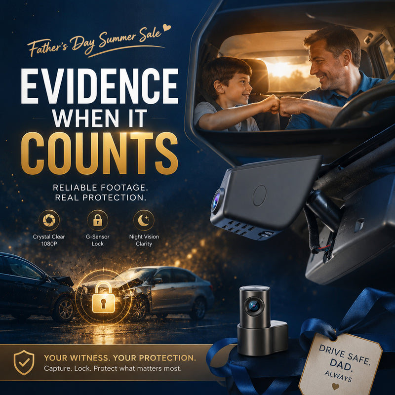 Dash cam with G-sensor collision detection and HDR night vision automatically locks video to preserve evidence