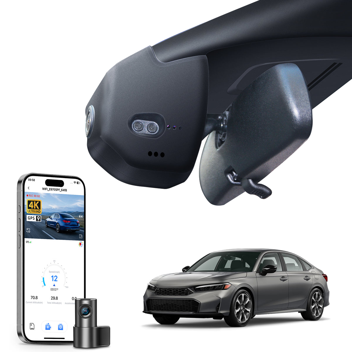 MANGOAL Dash Cam for 11th Honda Civic 2022-2026 (Model B)