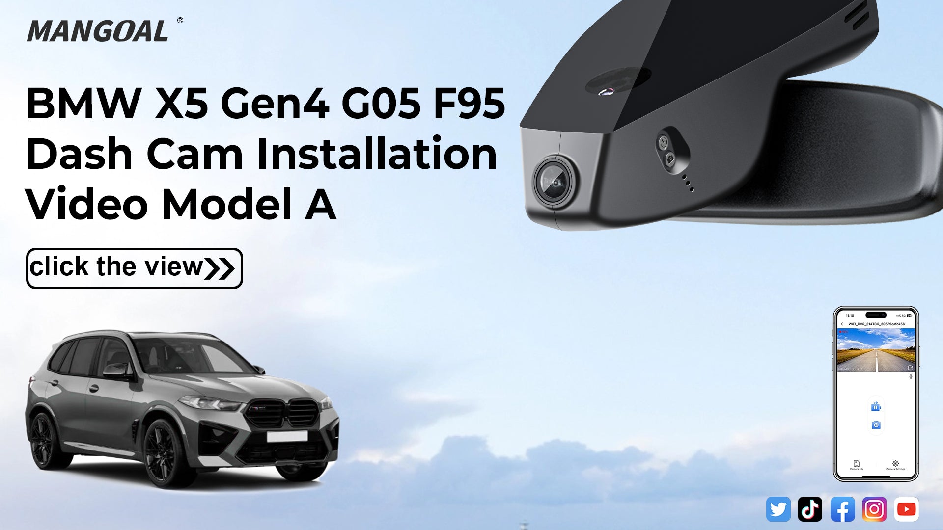Load video: Mangoal Front 4K HDR Dash Cam STARVIS 2 for BMW X5 Gen4 G05 F95 2019-2023(Model A)