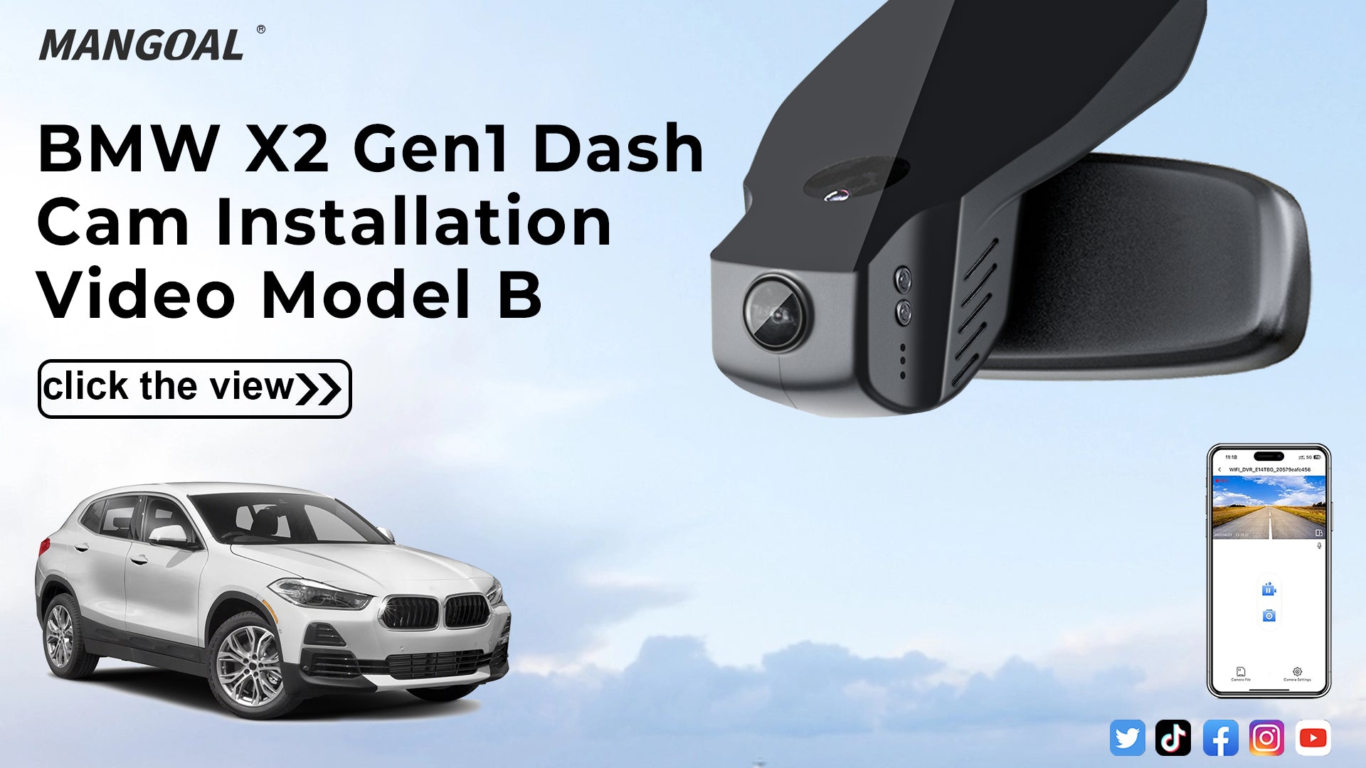 Load video: Mangoal Front 4K &amp; Rear 2K HDR Dash Cam, Dual STARVIS 2, for BMW X2 F39 Gen1 2018-2023(Model B)