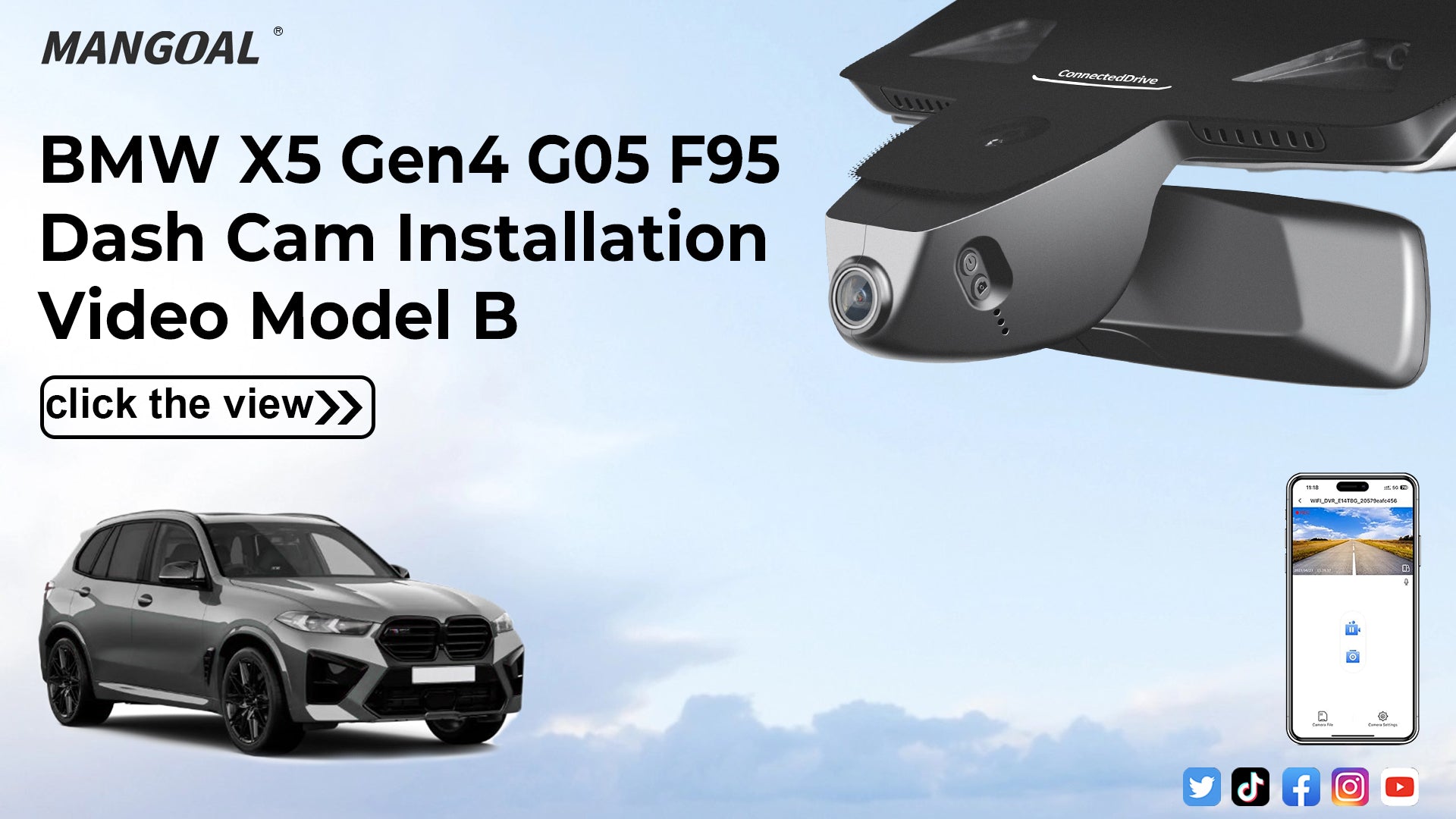 Load video: Mangoal Front 4K HDR Dash Cam STARVIS 2 for BMW X5 Gen4 G05 F95 2019-2023(Model B)