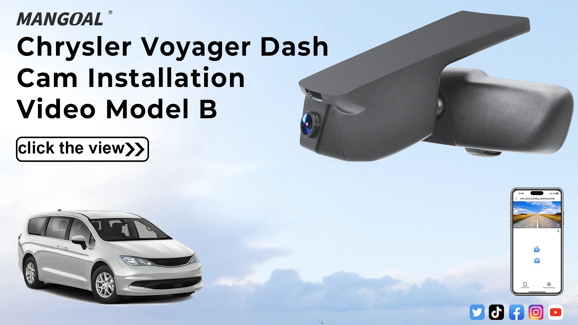 Charger la vidéo : Mangoal Front 4K HDR Dash Cam STARVIS 2 for Chrysler Voyager Gen6 2020-2025 (Model B)