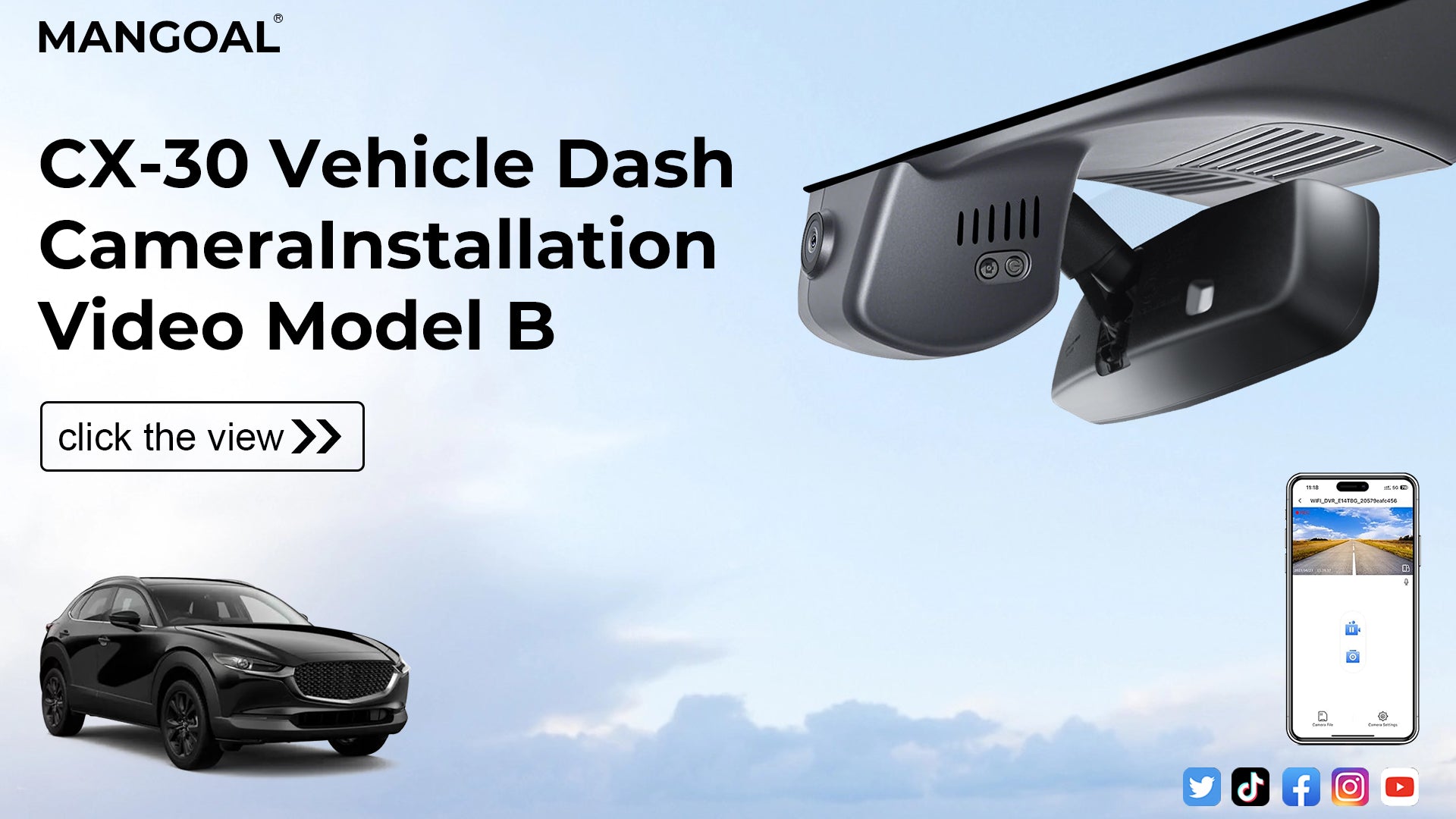 Charger la vidéo : Mangoal Front 4K HDR Dash Cam STARVIS 2 for Mazda CX-30 2024 2025 2026(Model B)