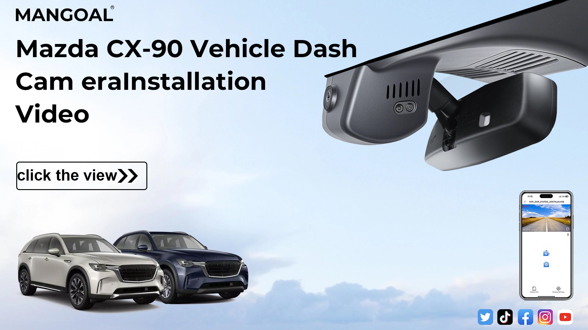 Load video: Mangoal Front 4K &amp; Rear 2K HDR Dash Cam, Dual STARVIS 2, for Mazda CX-90 &amp; CX-90 PHEV 2024-2026