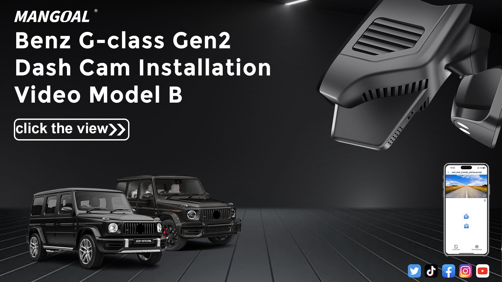 Load video: Mangoal Front 4K &amp; Rear 2K HDR Dash Cam, Dual STARVIS 2, for Mercedes-Benz G-Class W463 Gen2 2019-2024, AMG G63 2019-2024(Model B)
