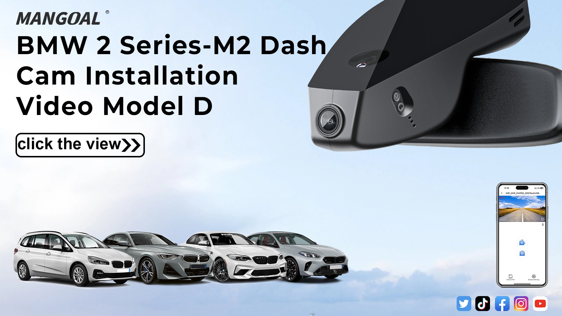 Load video: Mangoal Front 4K HDR Dash Cam STARVIS 2 for BMW 2 Series Coupé Convertible F22 F23 G42 Active Tourer Gran Tourer F45 F46 U06 Gran Coupé F44 M2 F87(Model D)