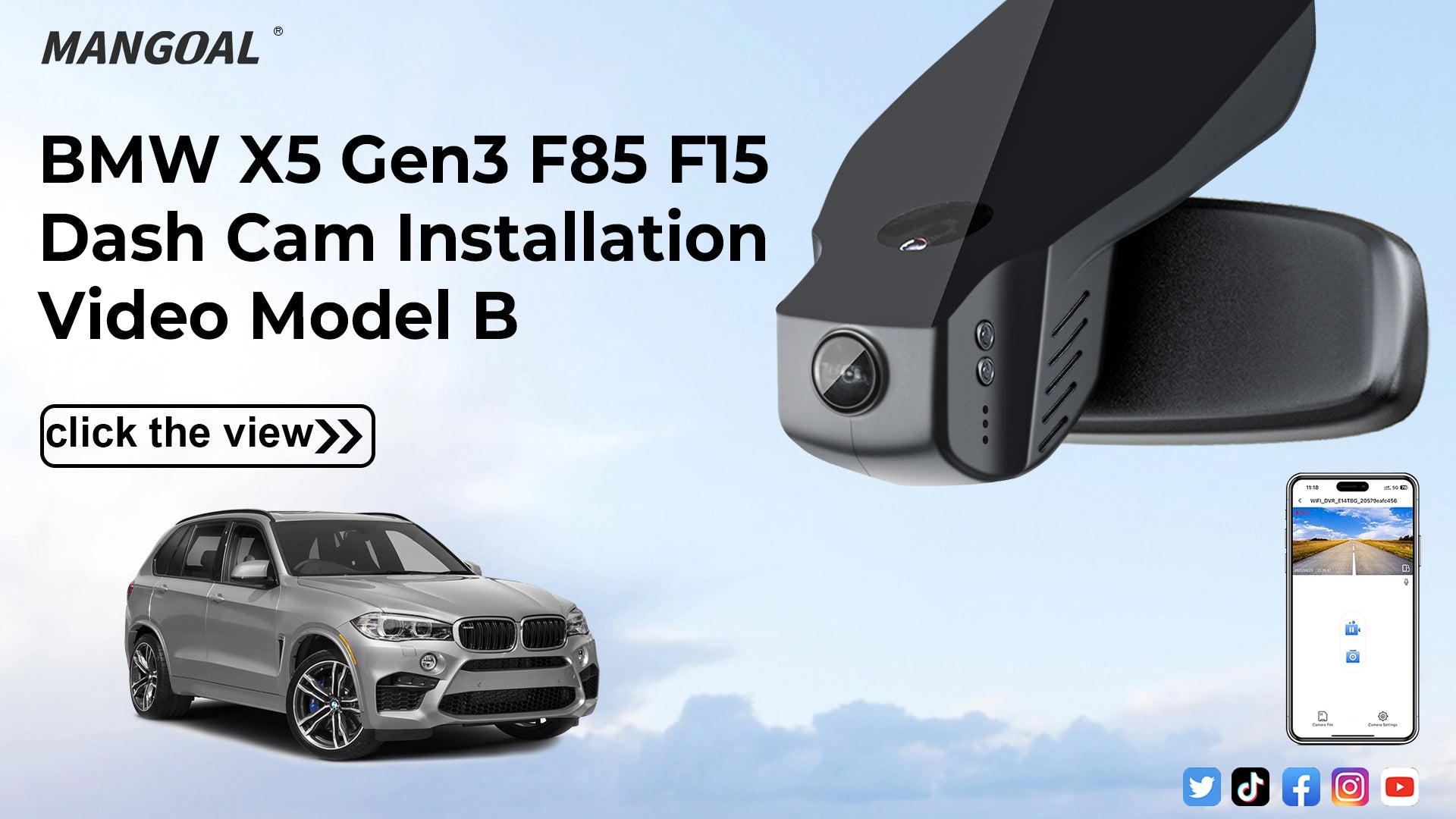 Load video: Mangoal Front 4K HDR Dash Cam STARVIS 2 for BMW X5 Gen3 F85 F15 2014-2018(Model B)
