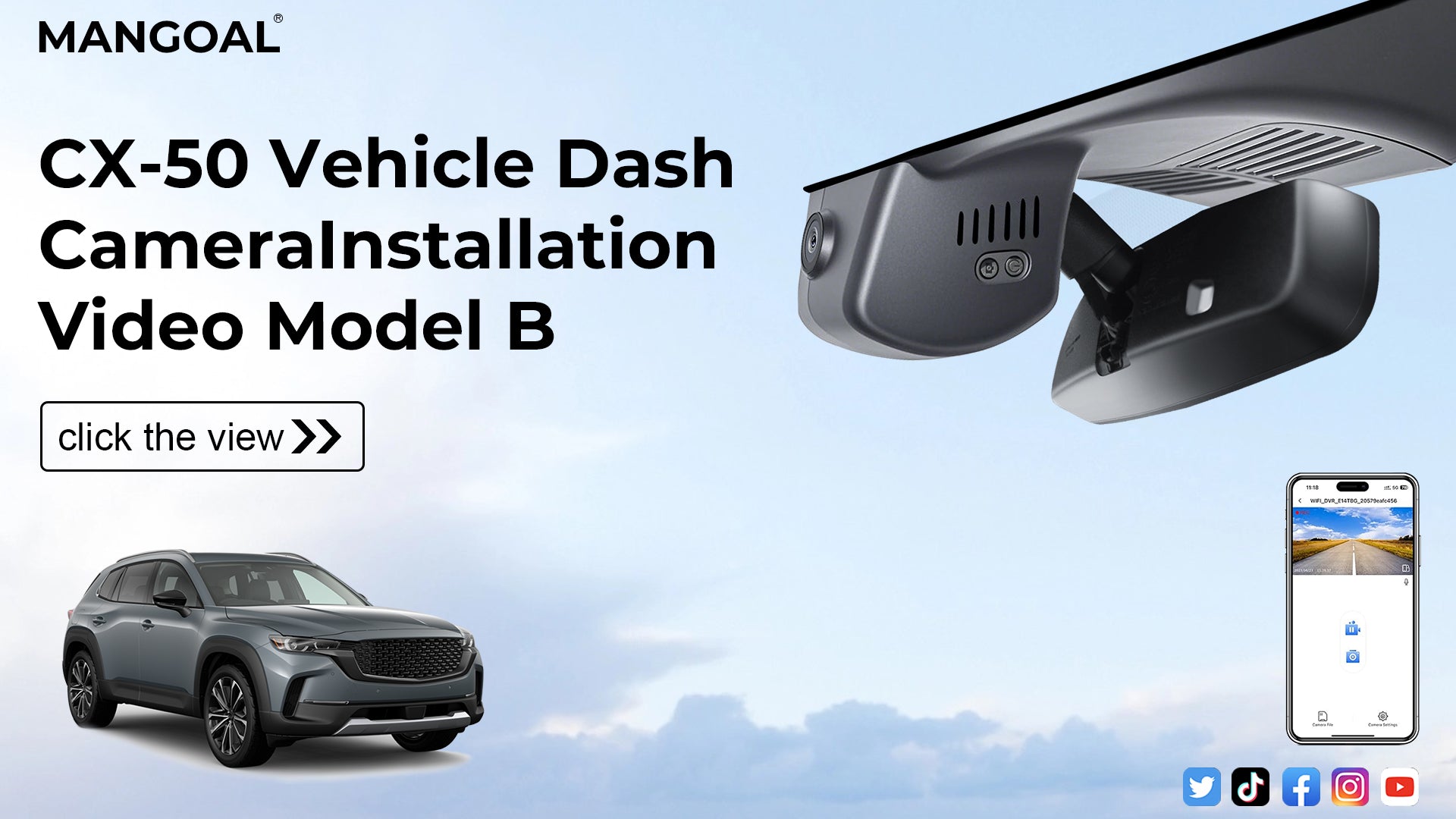 Charger la vidéo : Mangoal Front 4K HDR Dash Cam STARVIS 2 for Mazda CX-50 2025 2026(Model B)