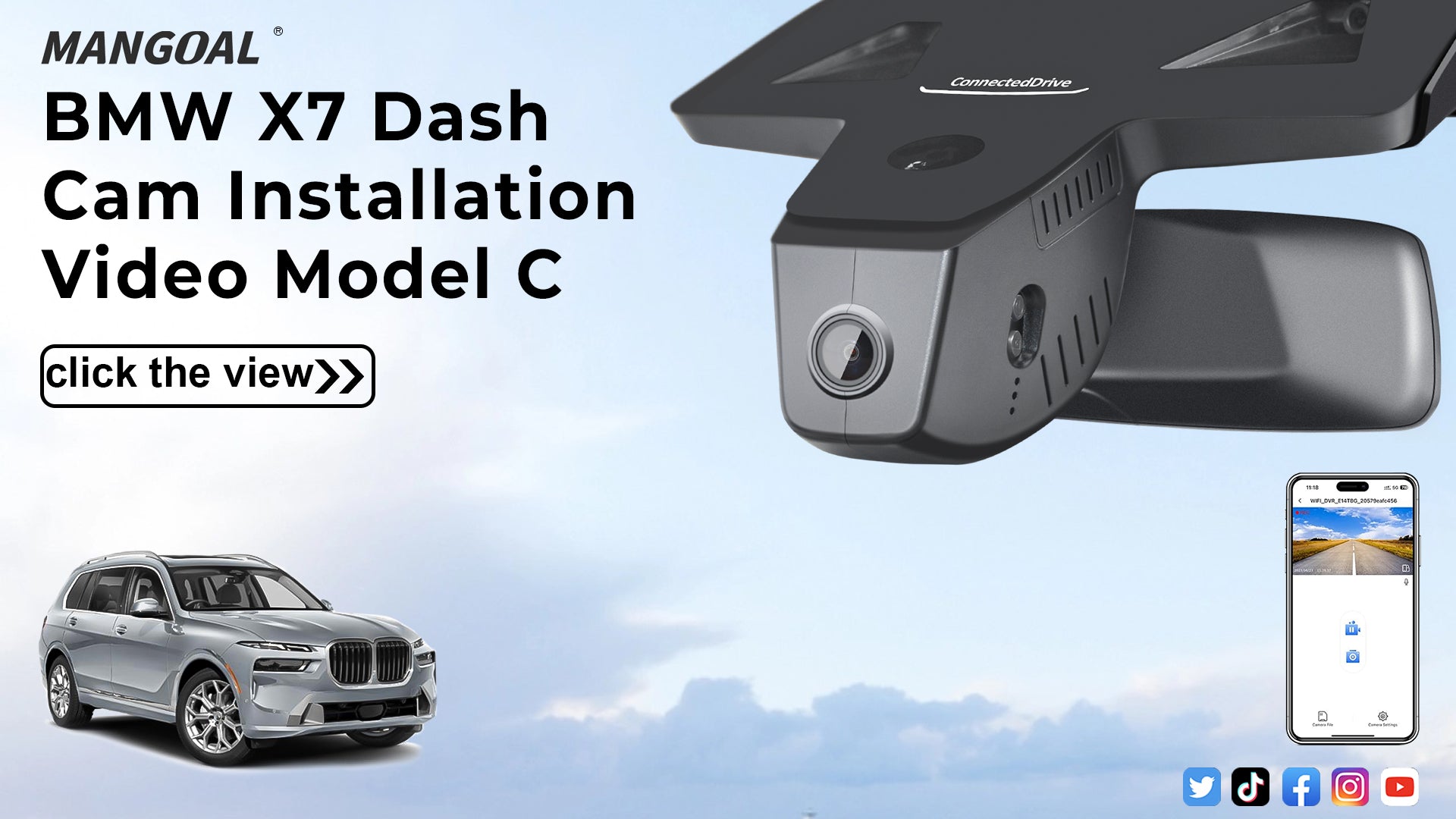 Load video: Mangoal Front 4K HDR Dash Cam STARVIS 2 for BMW G07 X7 Facelift 2021 2023-2026(Model C)