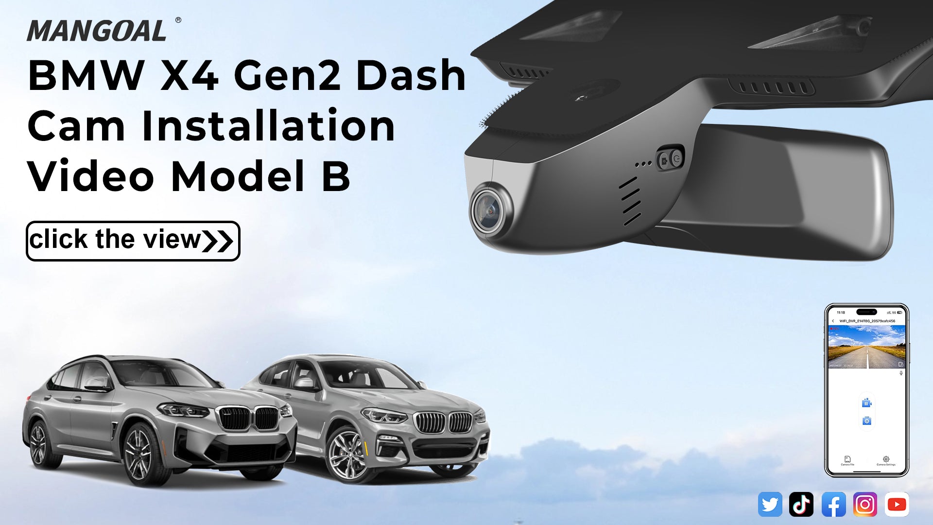 Load video: Mangoal Front 4K HDR Dash Cam STARVIS 2 for BMW X4 Gen2 G02 2019-2025 X4M F98 2020-2025(Model B)