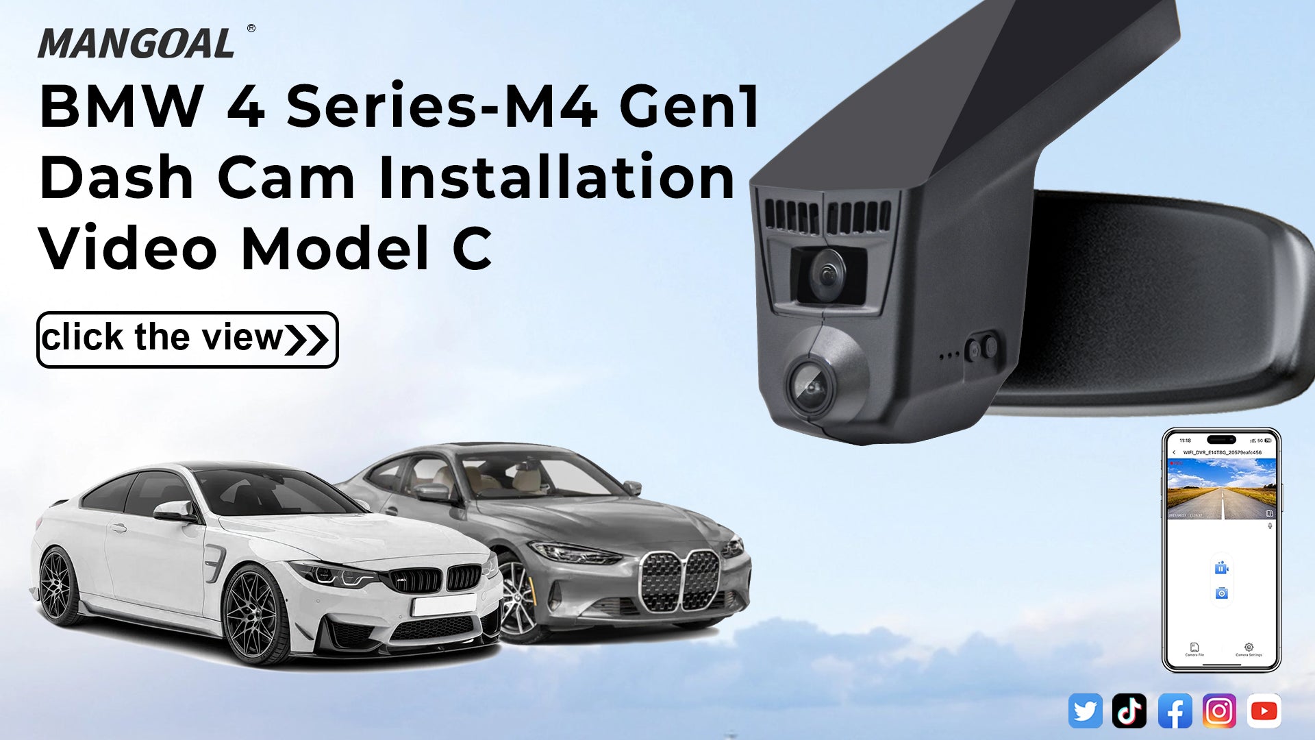 Load video: Mangoal Front 4K &amp; Rear 2K HDR Dash Cam, Dual STARVIS 2, for BMW 4-Series Gen1 F32 F33 F36 2014-2020 M4 F82 F83(Model C)