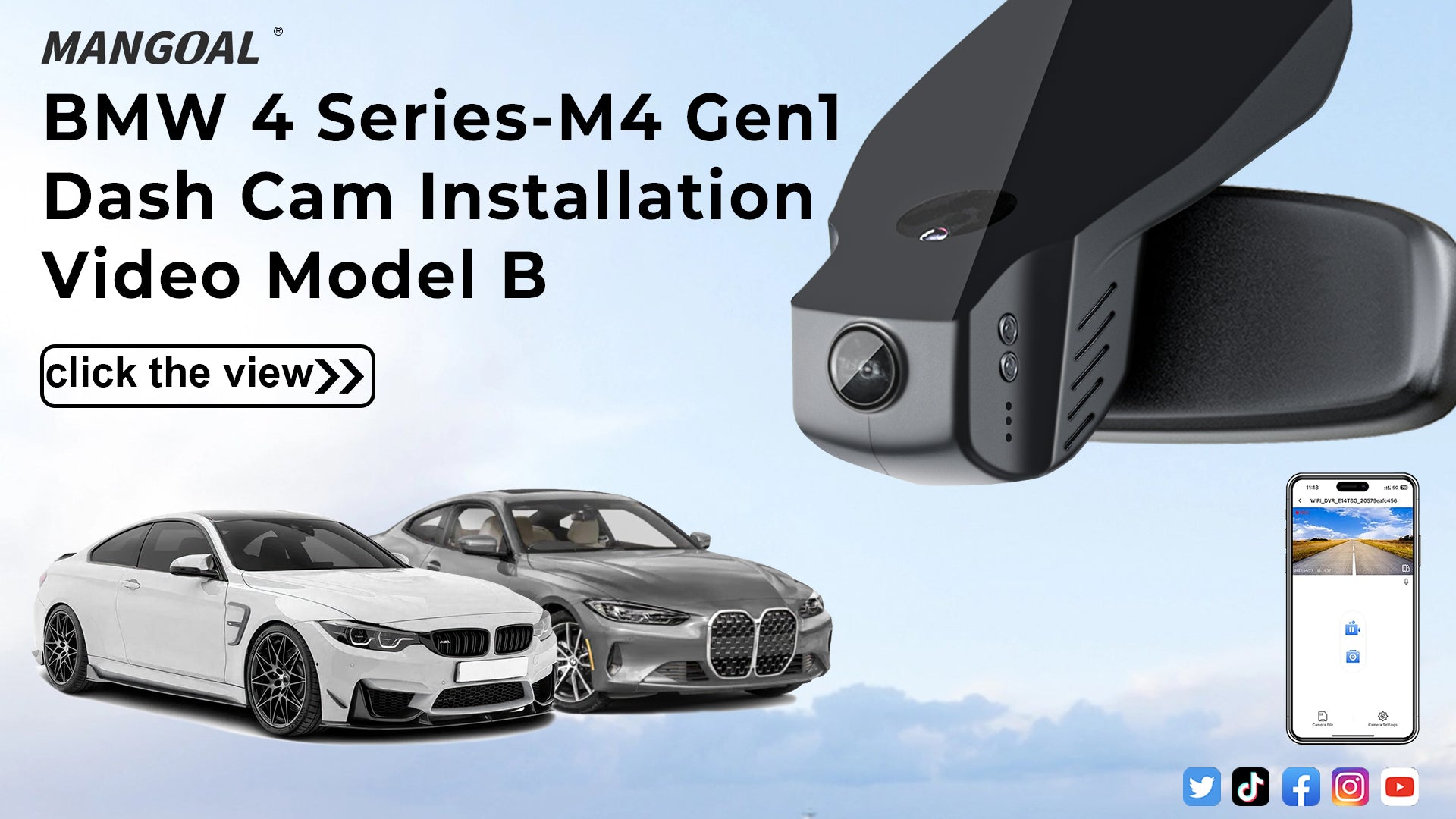 Load video: Mangoal Front 4K &amp; Rear 2K HDR Dash Cam, Dual STARVIS 2, for BMW 4-Series Gen1 F32 F33 F36 2014-2020 M4 F82 F83(Model B)