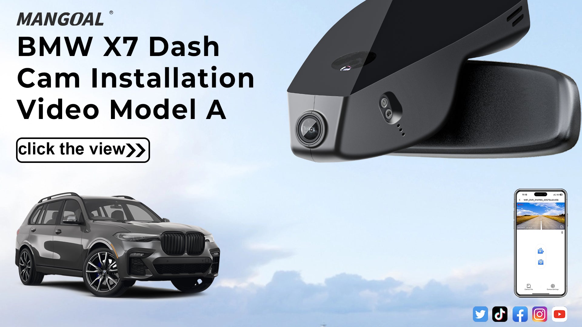 Charger la vidéo : Mangoal Front 4K &amp; Rear 2K HDR Dash Cam, Dual STARVIS 2, for BMW G07 X7 2019-2022(Model A)