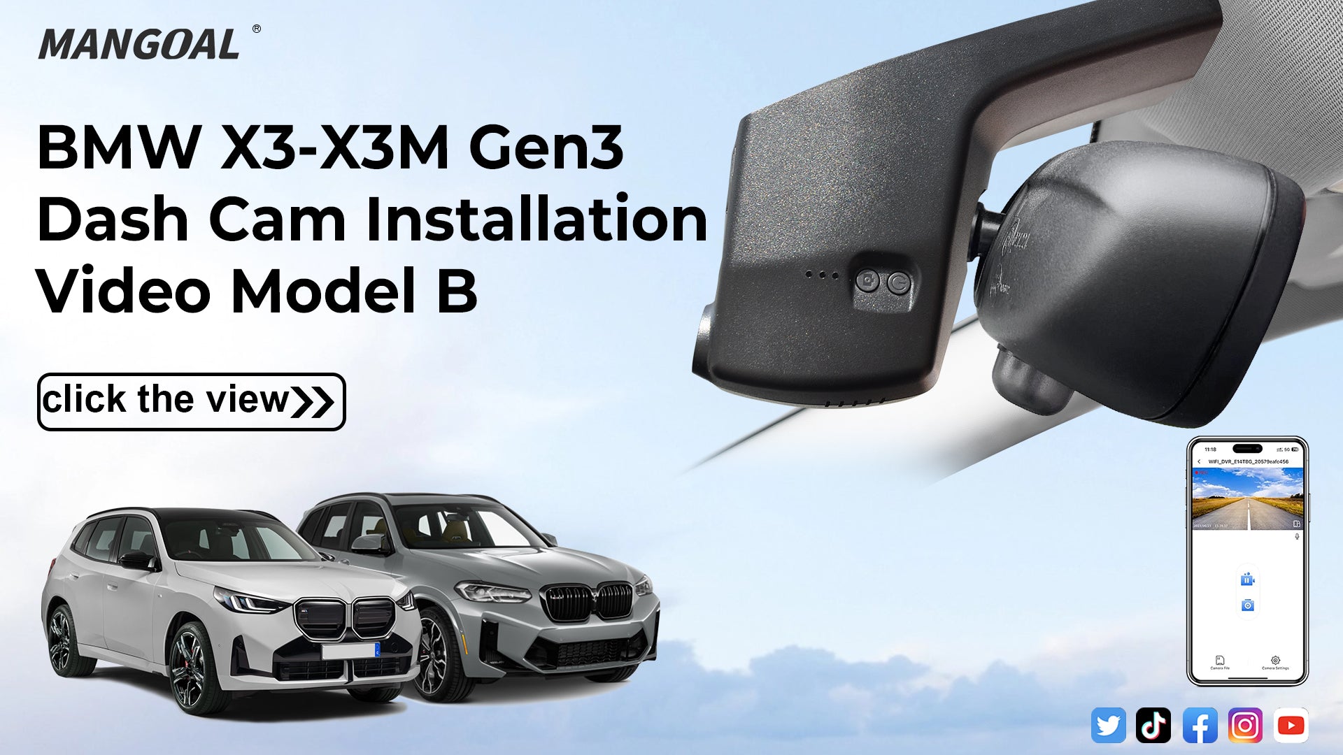 Load video: Mangoal Front 4K HDR Dash Cam STARVIS 2 for BMW Gen3 G01 X3 2018-2024, F97 X3M 2020+(Model B)