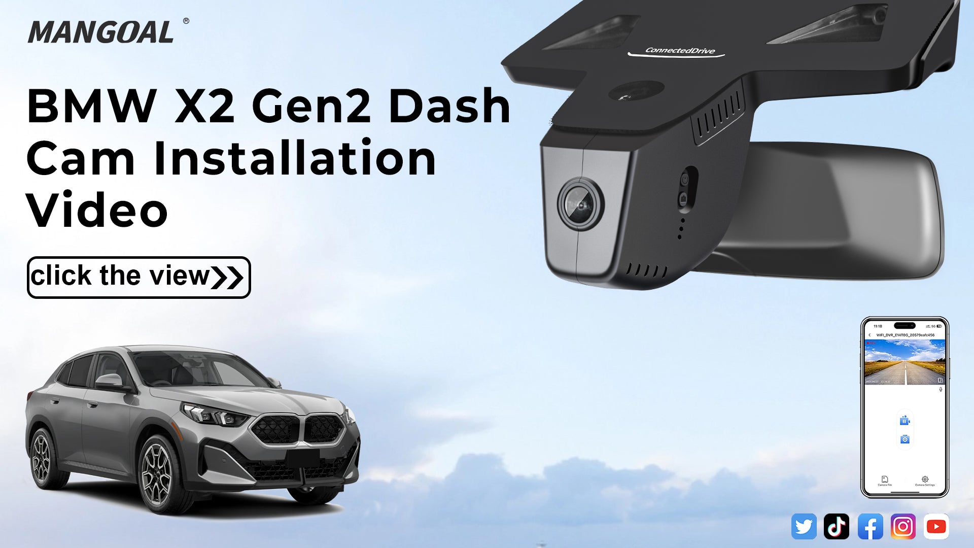 Charger la vidéo : Mangoal Front 4K HDR Dash Cam STARVIS 2 for BMW X2 U10 Gen2 2024-2026