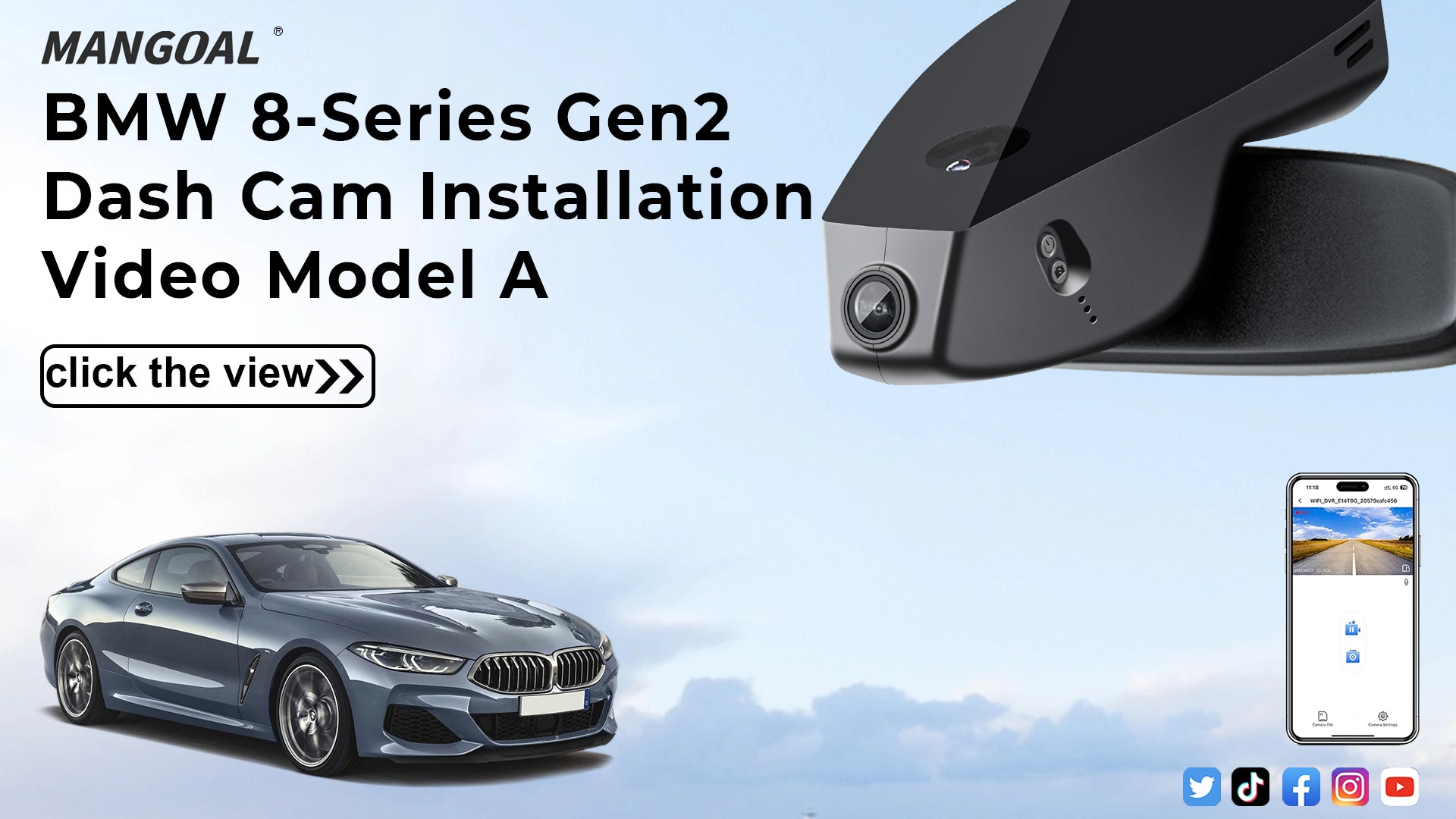 Load video: Mangoal Front 4K HDR Dash Cam STARVIS 2 for BMW 8 Series Gen2 G14 G15 G16 2020-2026(Model A)