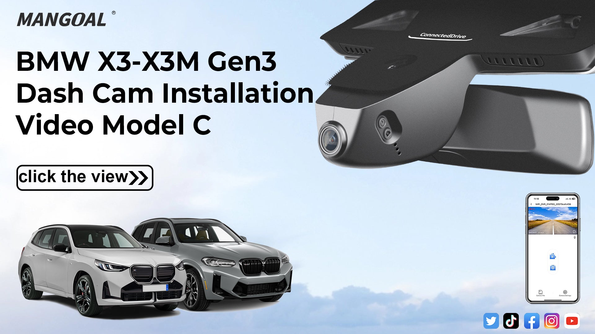 Load video: Mangoal Front 4K HDR Dash Cam STARVIS 2 for BMW Gen3 G01 X3 2018-2024, F97 X3M 2020+(Model C)