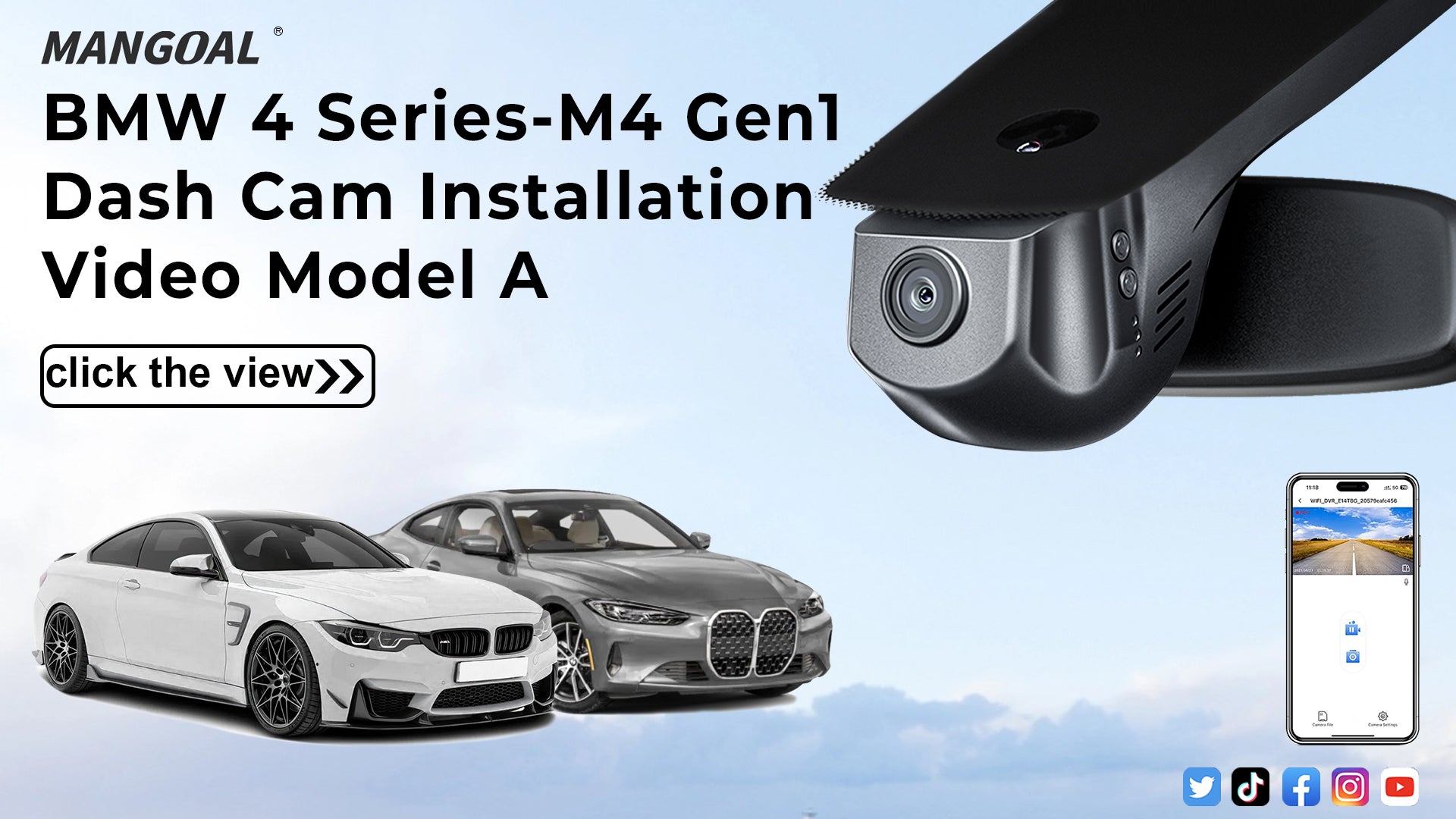 Load video: Mangoal Front 4K &amp; Rear 2K HDR Dash Cam, Dual STARVIS 2, for BMW 4-Series Gen1 F32 F33 F36 2014-2020 M4 F82 F83(Model A)